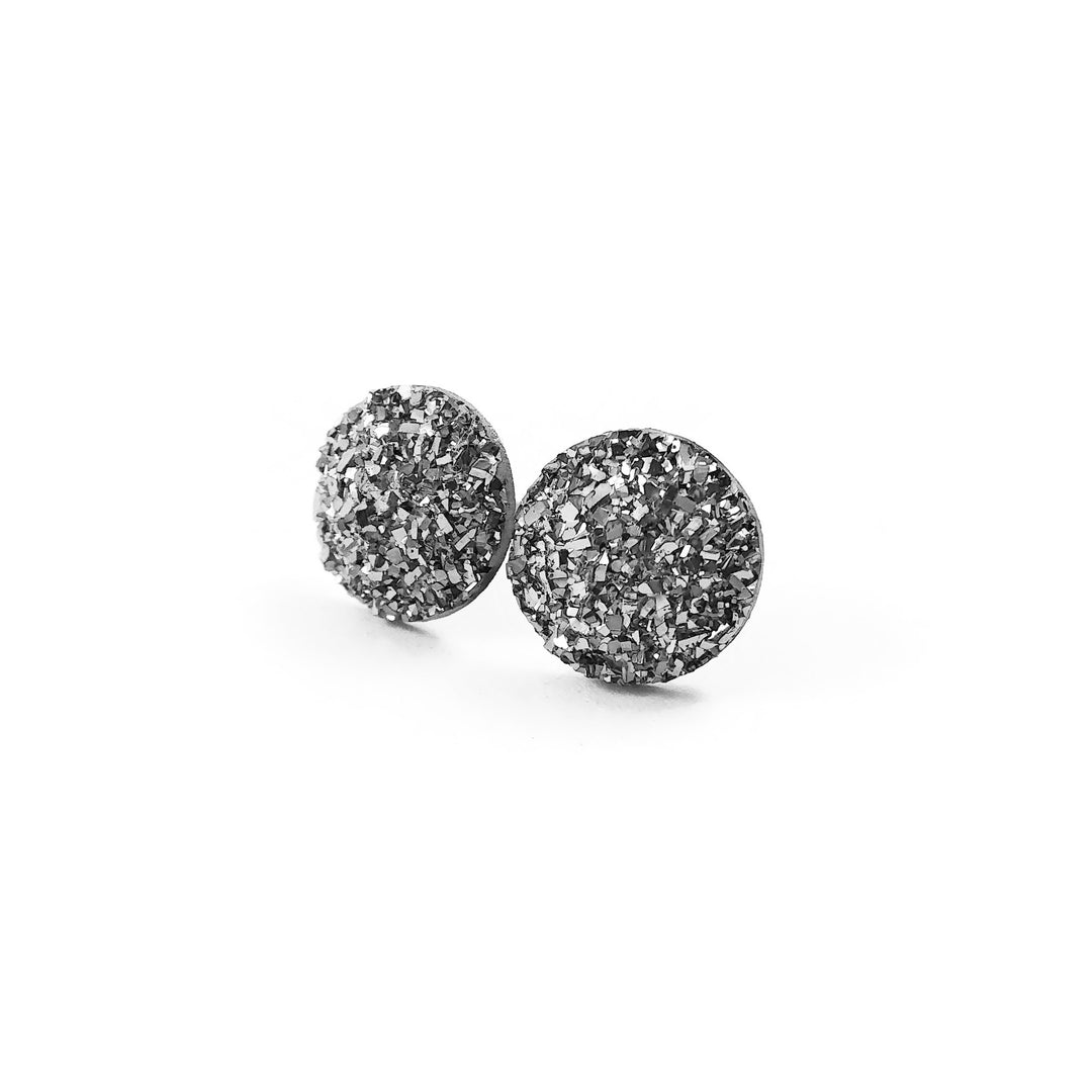 Druzy sparkly titanium stud earrings