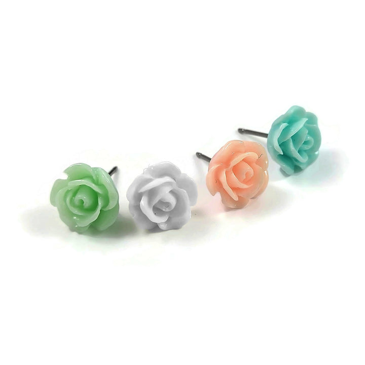 Flower stud earrings, Implant grade titanium earrings