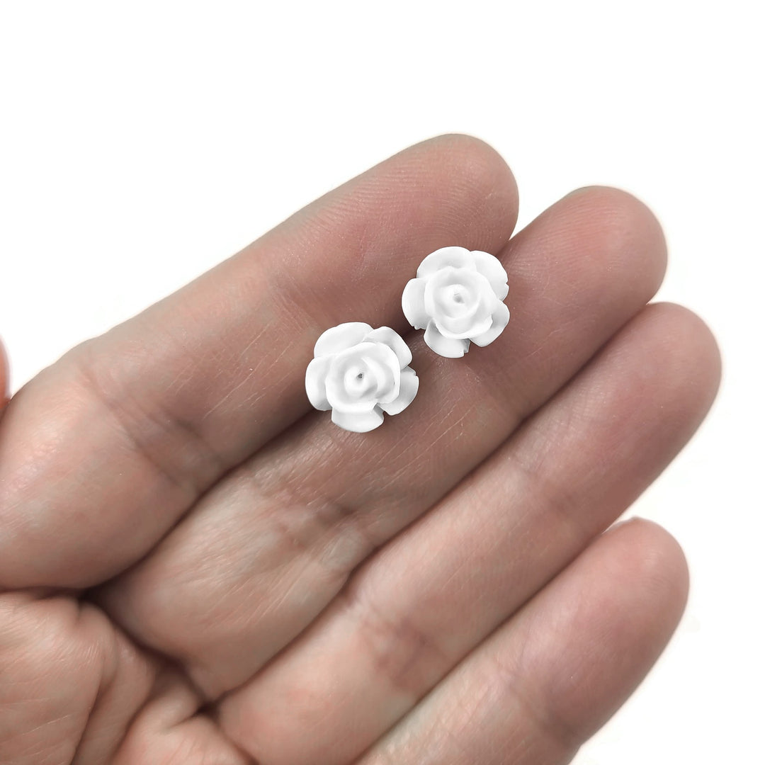 Flower stud earrings, Implant grade titanium earrings