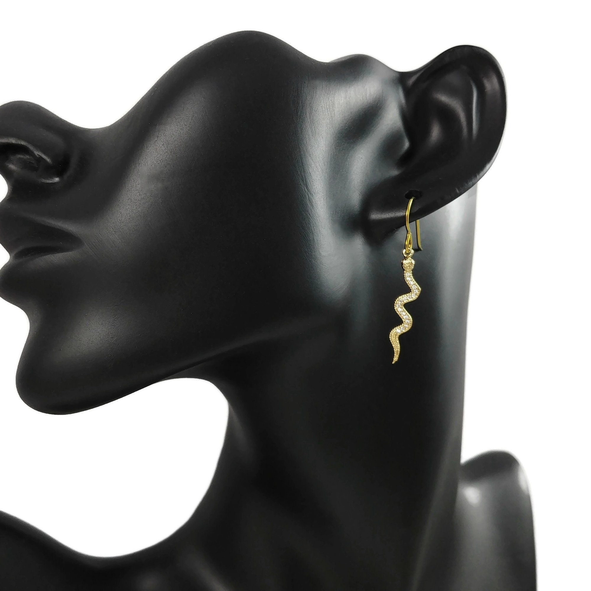 Dangle snake earrings, Silver snake earrings, Implant grade titanium for sensitive ears