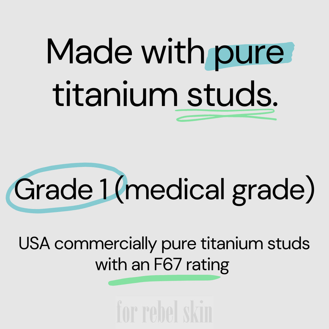 Pearly stud earrings, Implant grade titanium earrings, White plastic jewelry