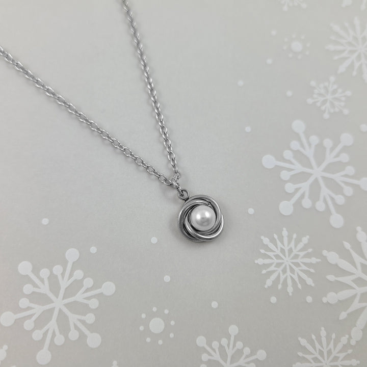 Pearl drop necklace, Hypoallergenic surgical steel, Waterproof non tarnish jewelry, Dainty silver chain, Gift for her
