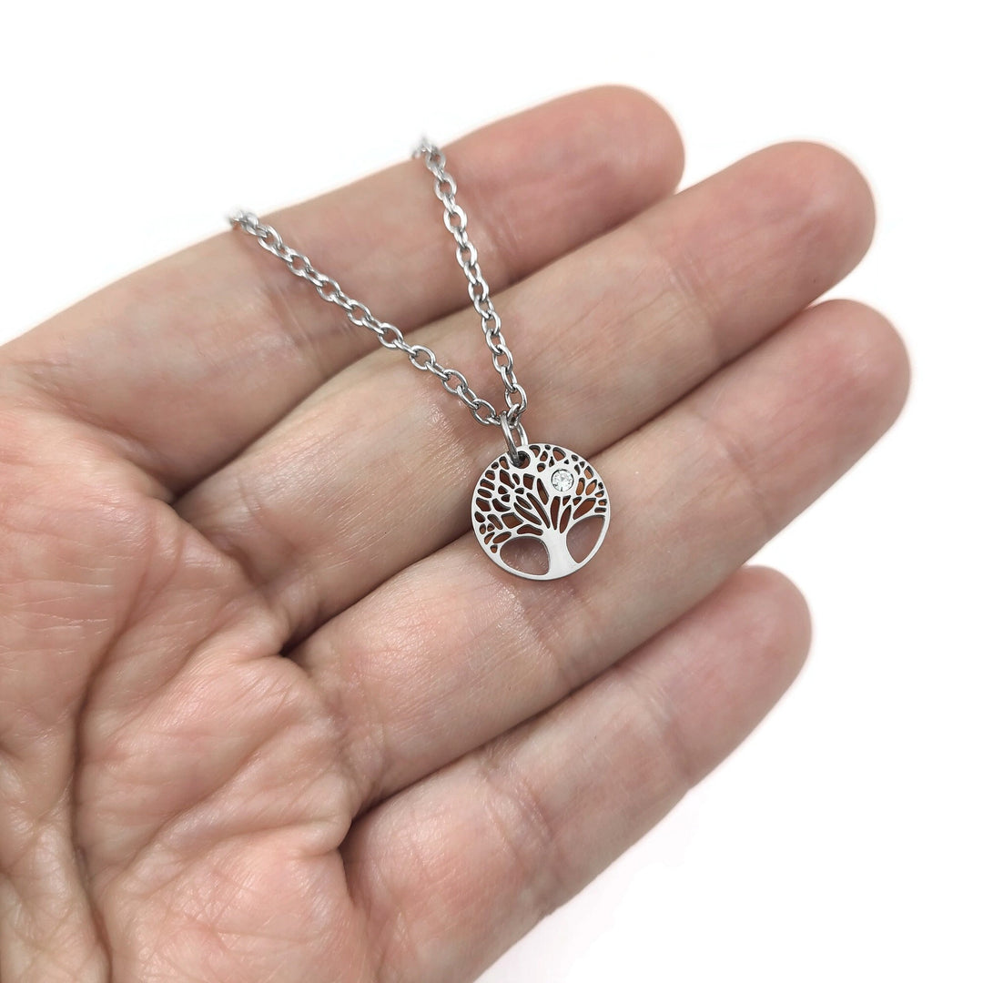Dainty tree of life necklace, Hypoallergenic surgical steel, Waterproof non tarnish jewelry, Cute gift for her