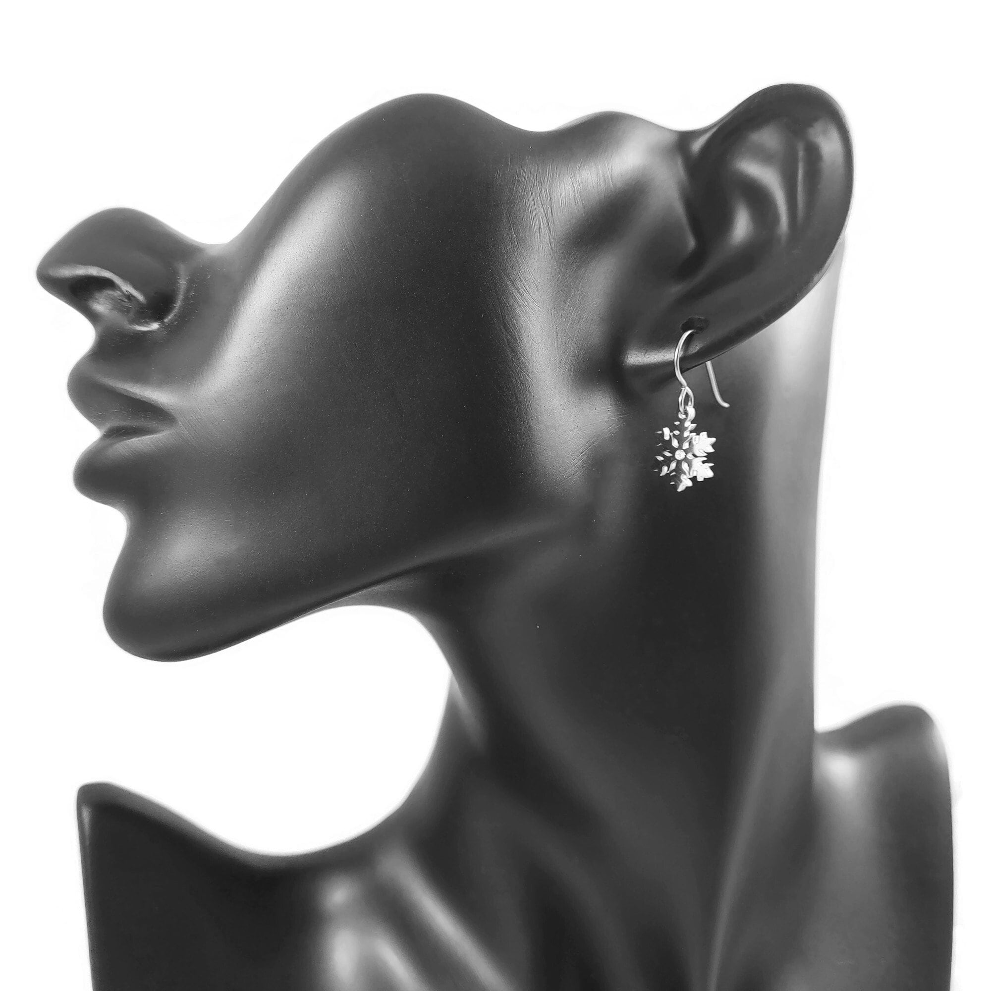 Dainty snowflace earrings, Hypoallergenic titanium and surgical steel, Waterproof non tarnish jewelry, Winter gift for her
