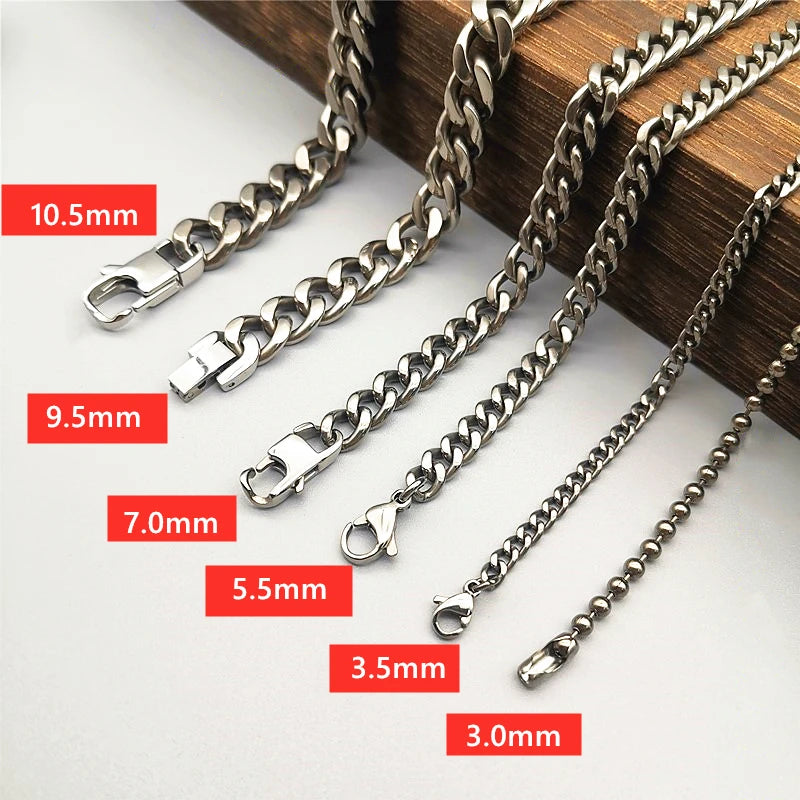 Pure titanium flat curb chain necklace