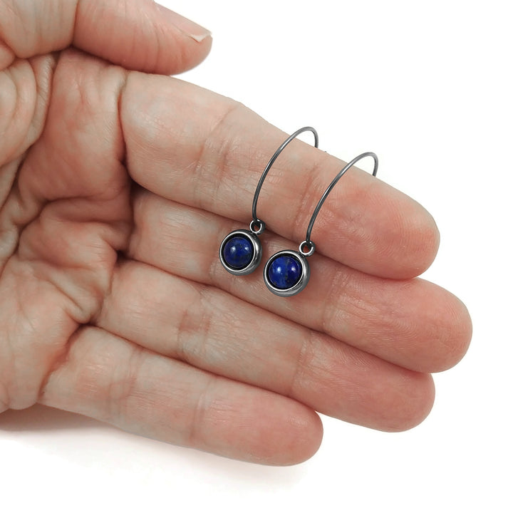 Gemstone titanium hoop earrings
