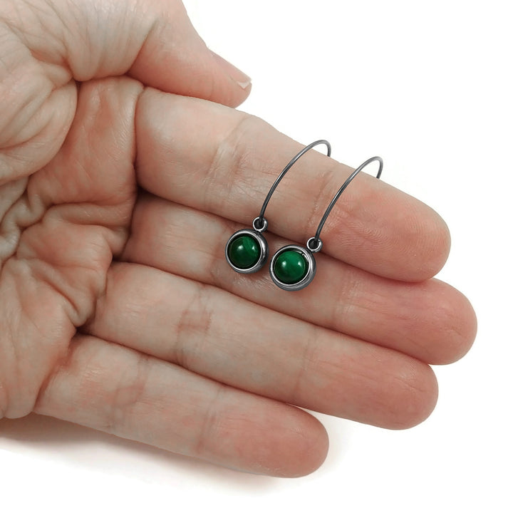 Gemstone titanium hoop earrings