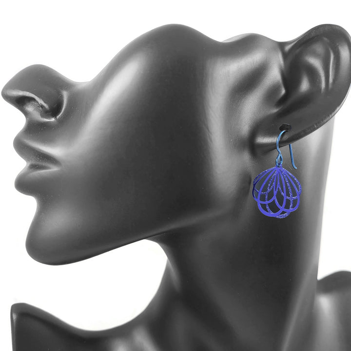 Boucles d’oreilles florales en niobium, Bleu, Rose, Vert