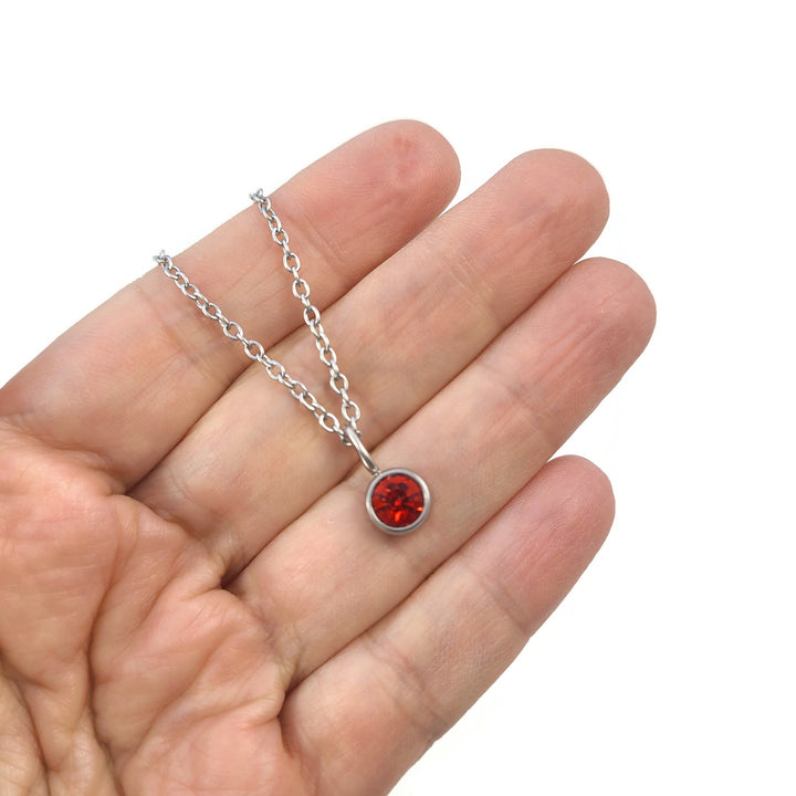 Surgical steel birthstone necklace
