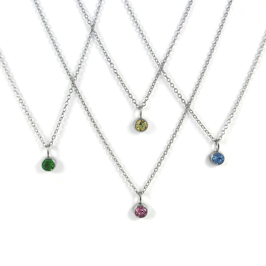 Surgical steel birthstone necklace