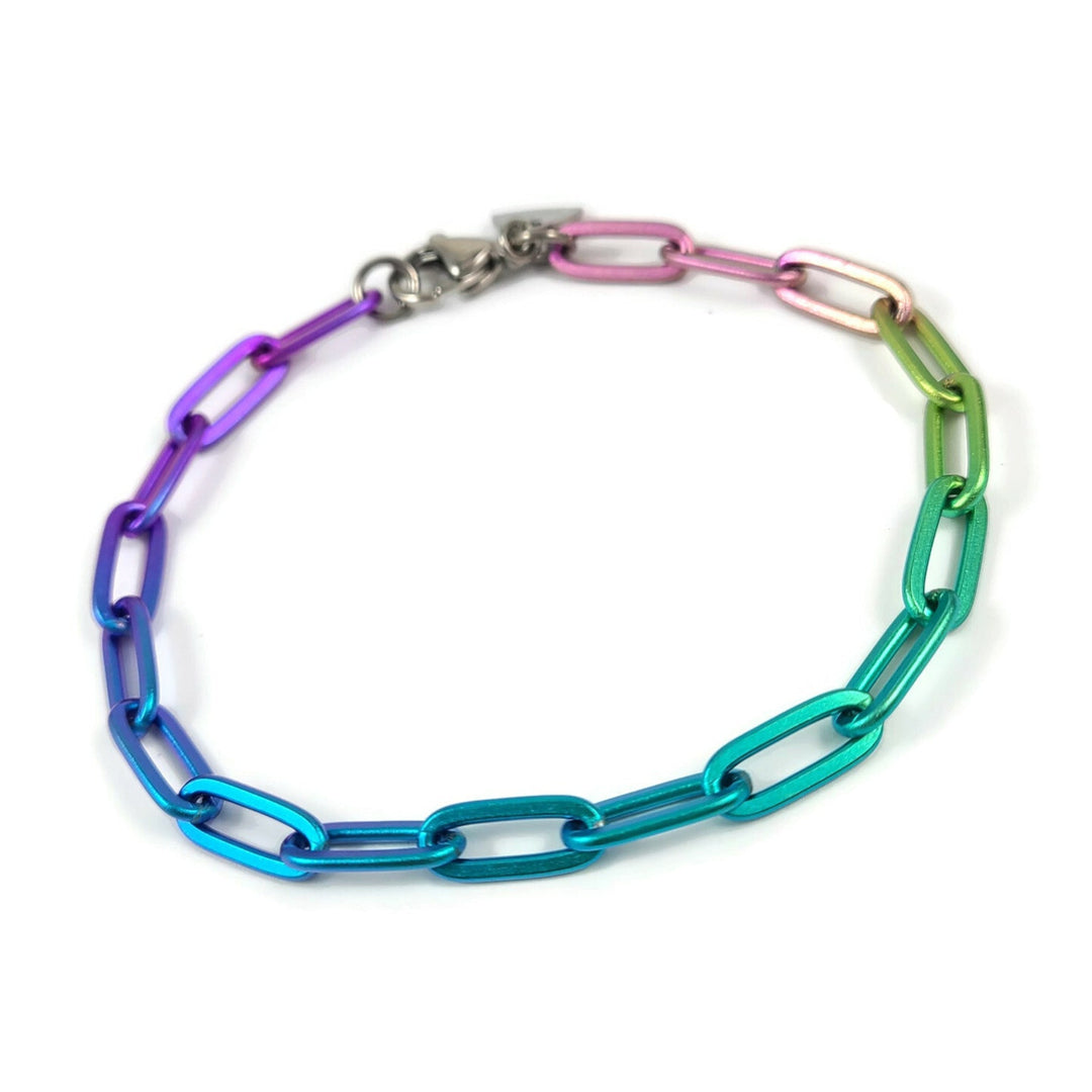 Rainbow titanium paperclip chain bracelet
