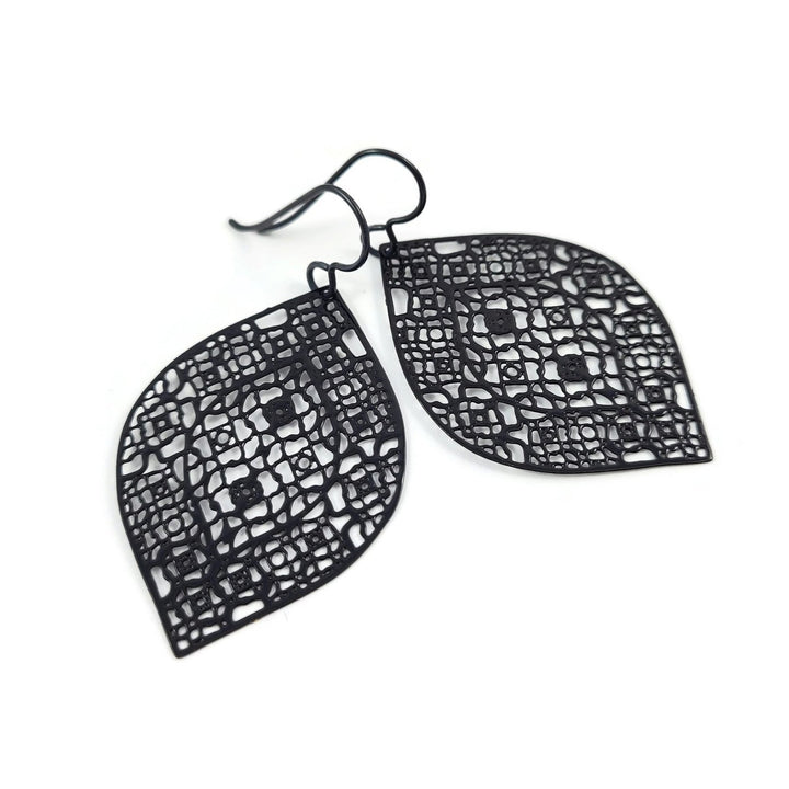 Boucles d'oreilles dentelle noire et niobium