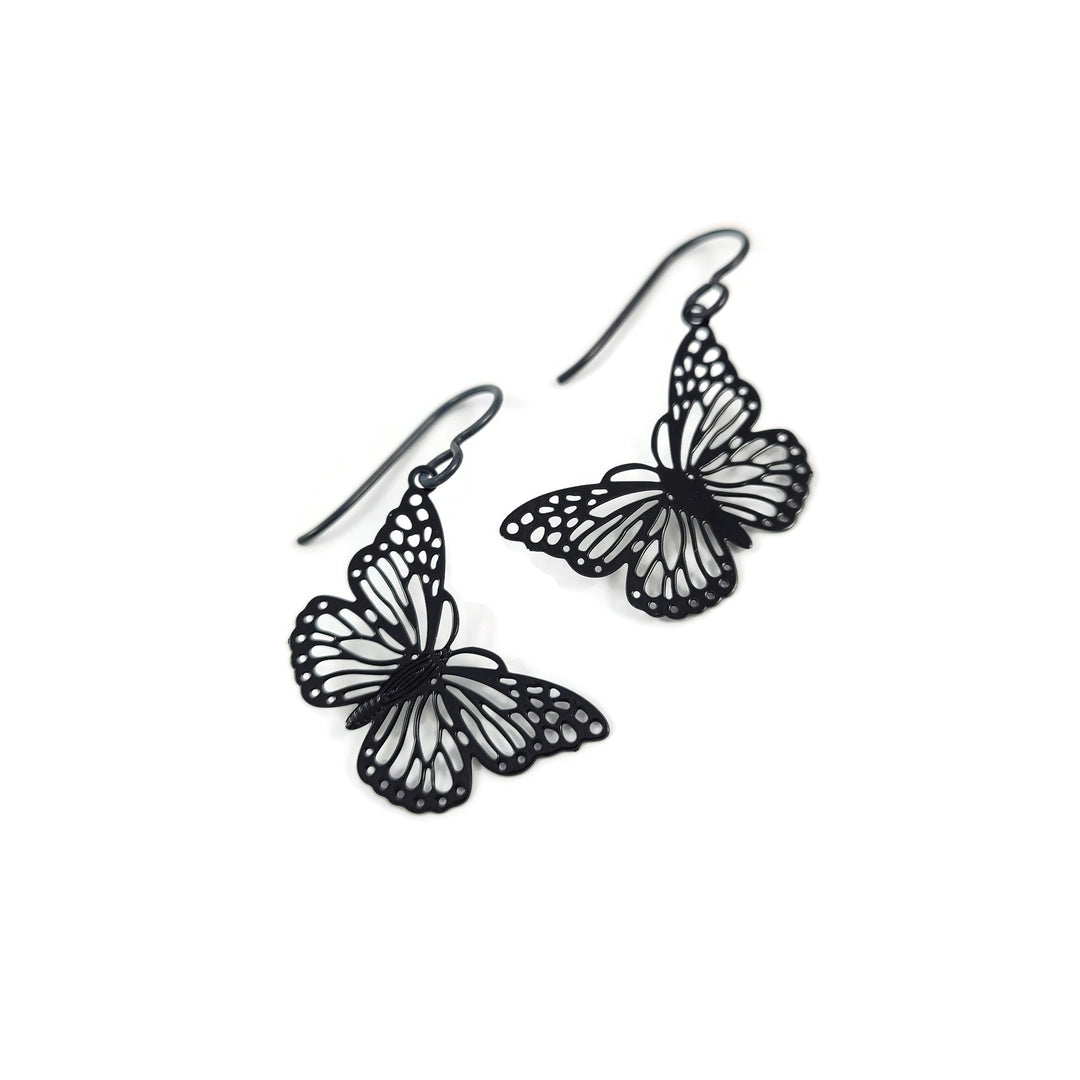 Boucles d'oreilles papillon noir en niobium