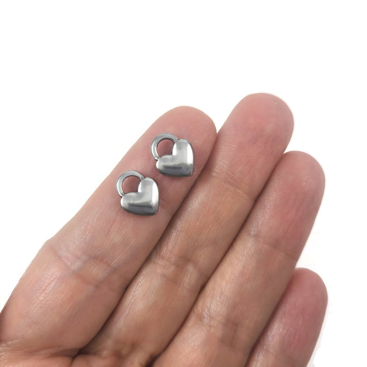 Heart earring charms with Titanium huggie hoops