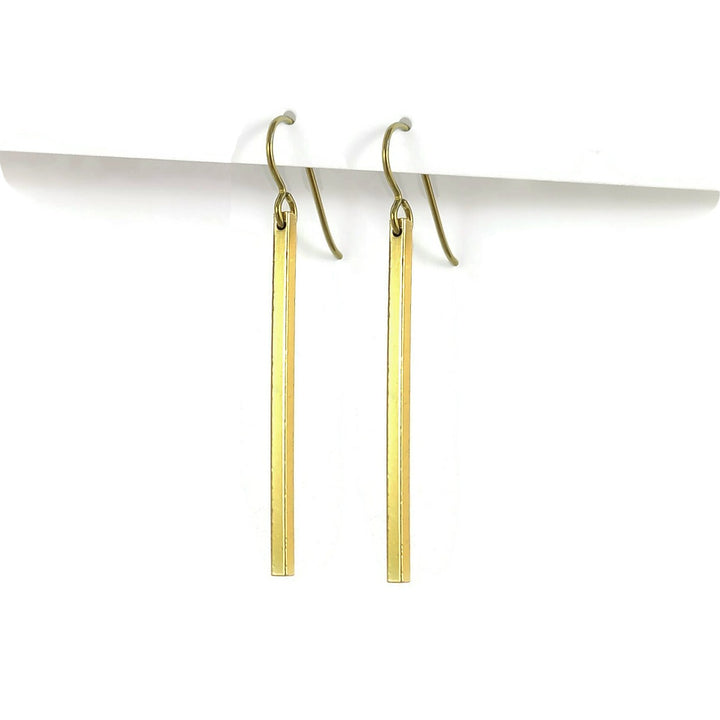 Gold minimalist rectangle niobium earrings