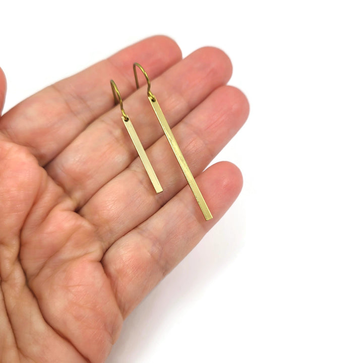 Gold minimalist rectangle niobium earrings