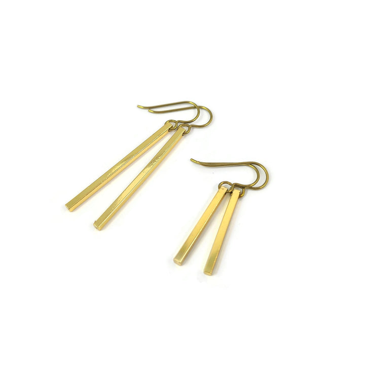 Gold minimalist rectangle niobium earrings