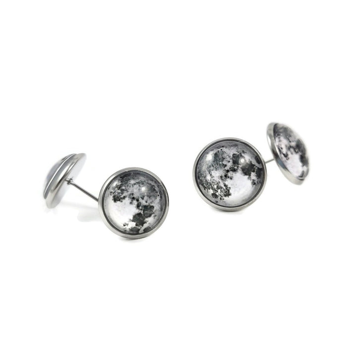 Full moon stud earrings