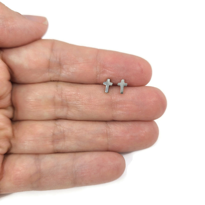 Dainty cross titanium stud earrings