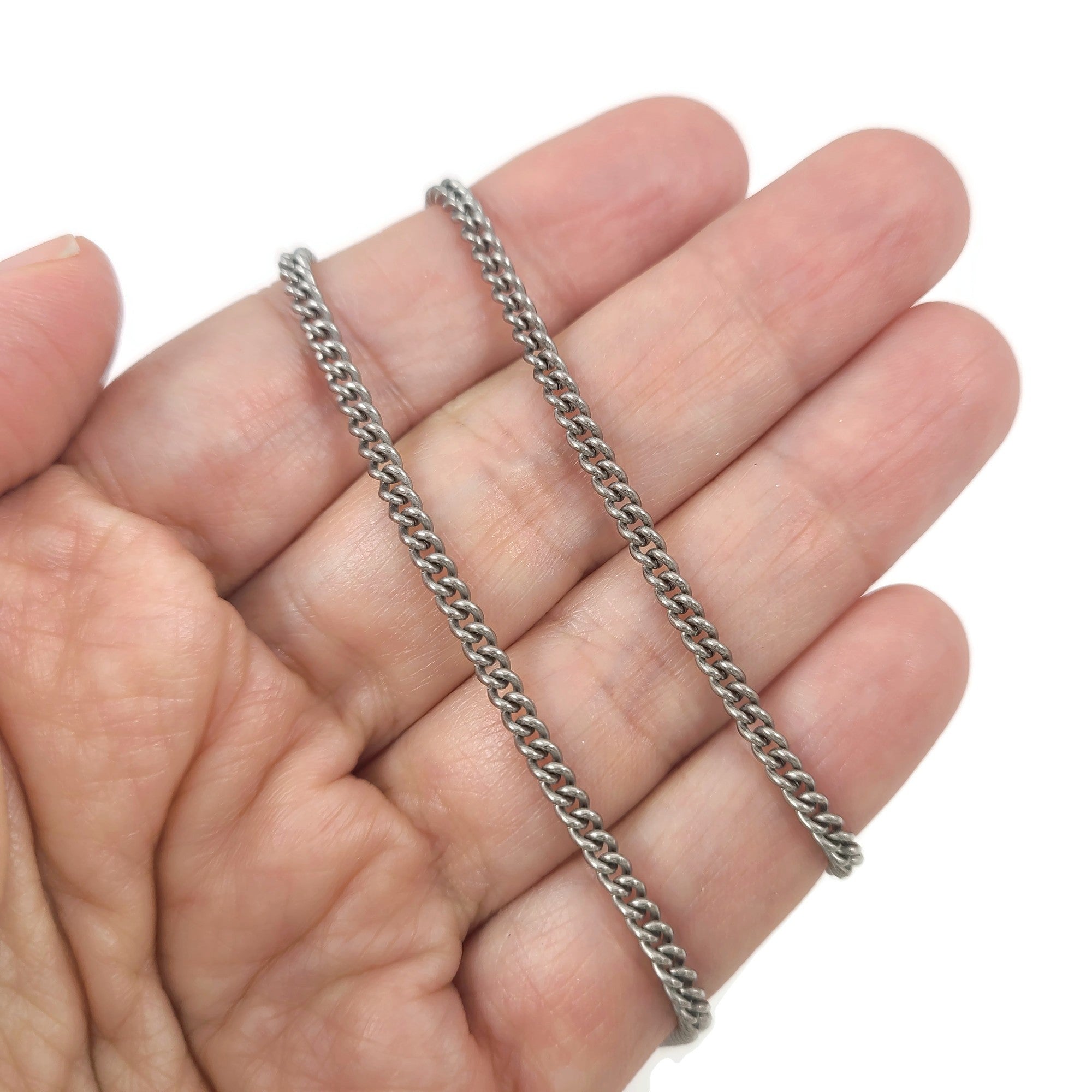 Pure titanium curb chain necklace, Waterproof and tarnish free