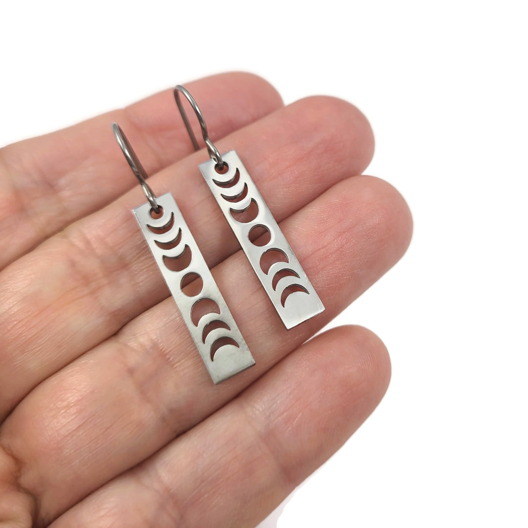 Boucles d'oreilles en titane phases de lune