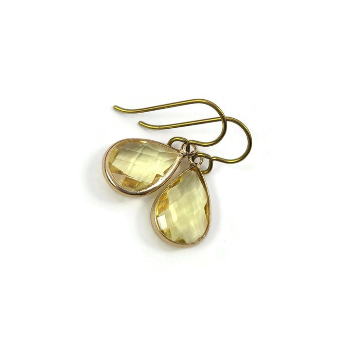 Citrine drop gold niobium earrings