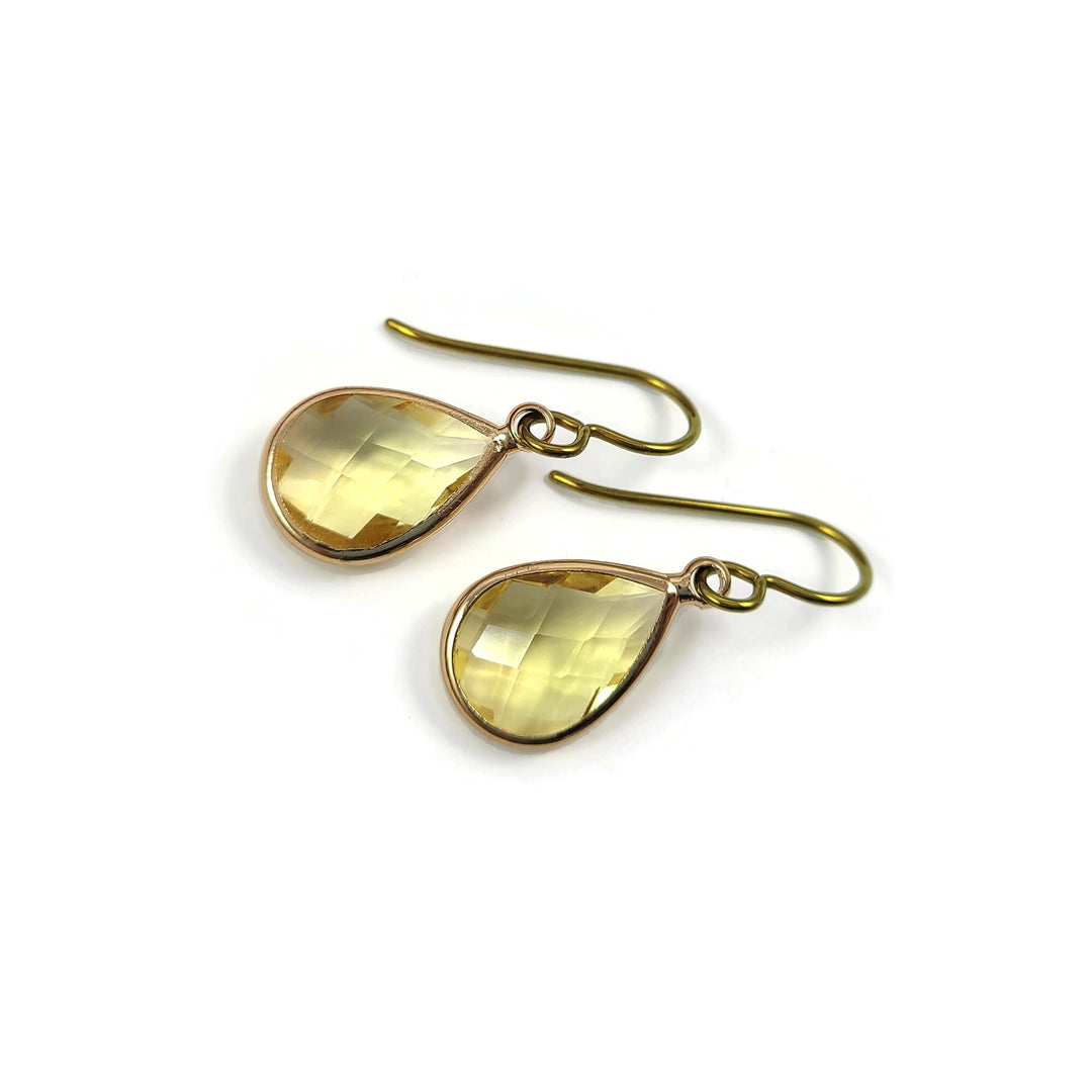 Citrine drop gold niobium earrings