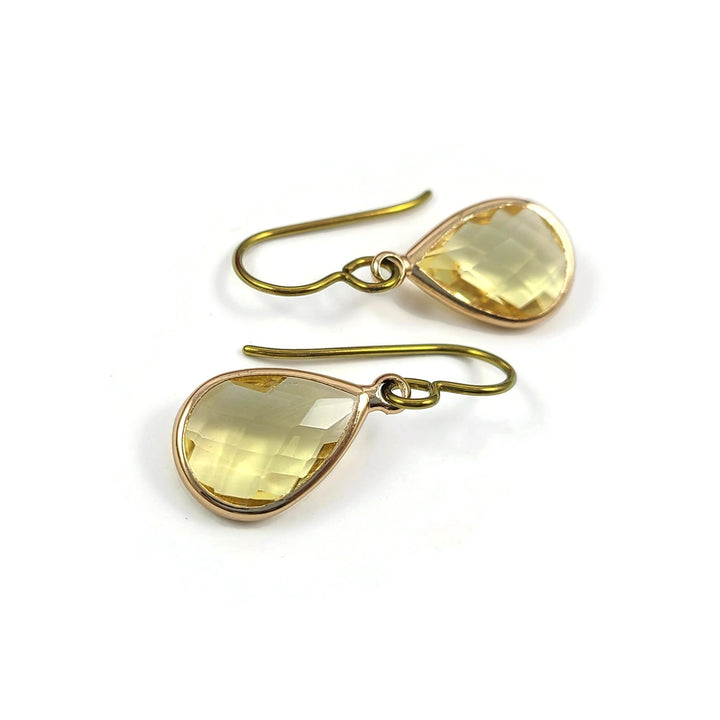 Citrine drop gold niobium earrings