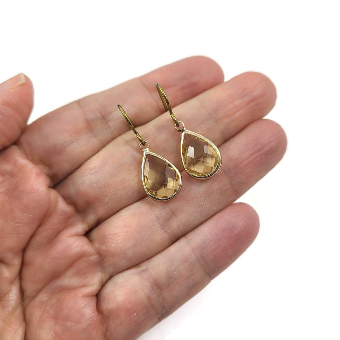 Citrine drop gold niobium earrings