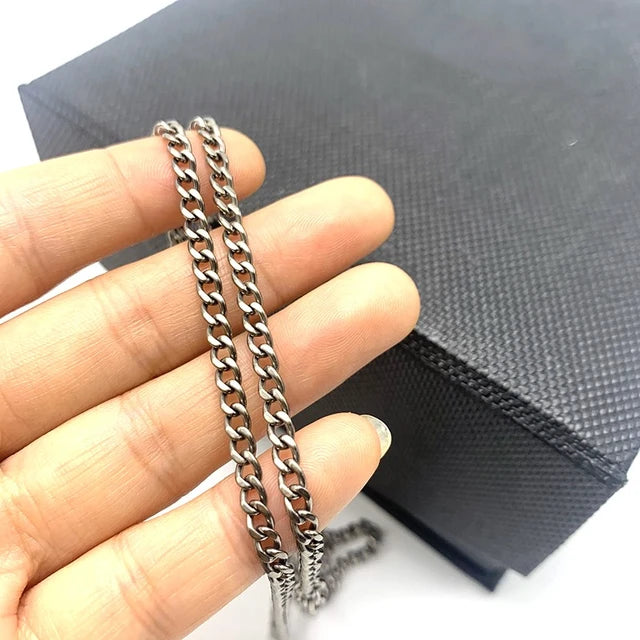 Pure titanium flat curb chain necklace