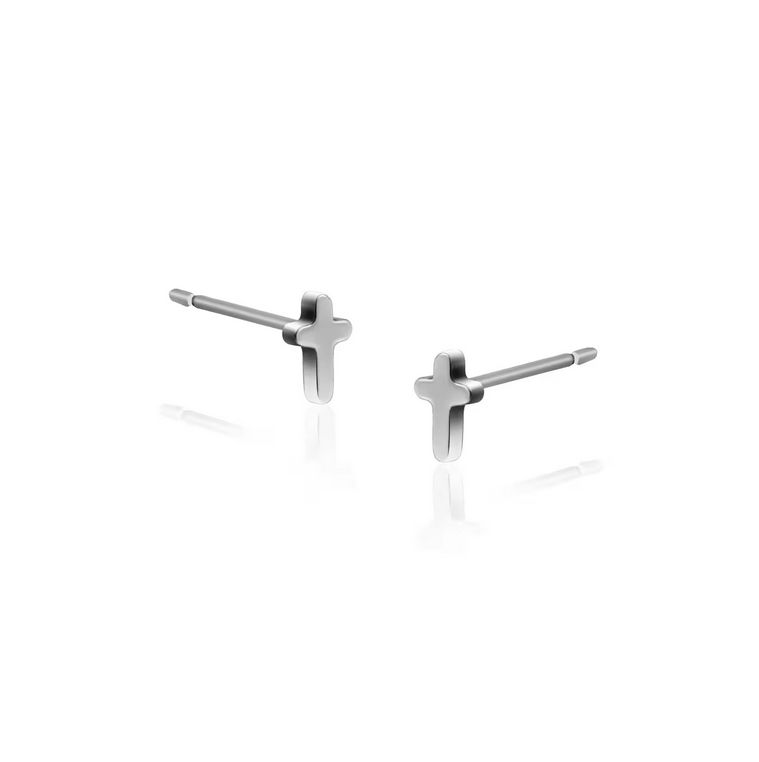 Dainty cross titanium stud earrings