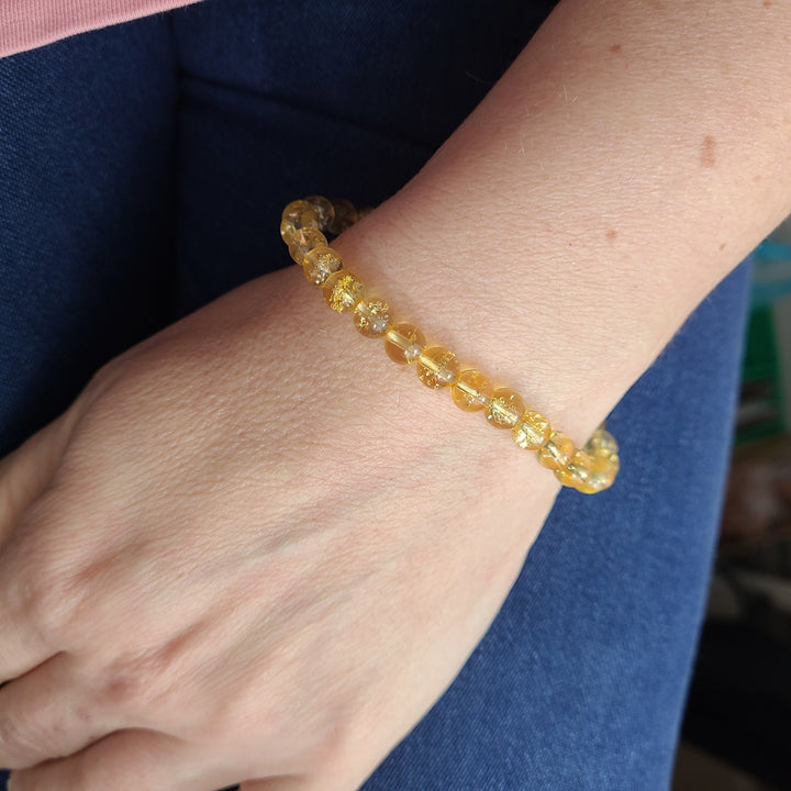 Bracelet extensible en pierres de citrine