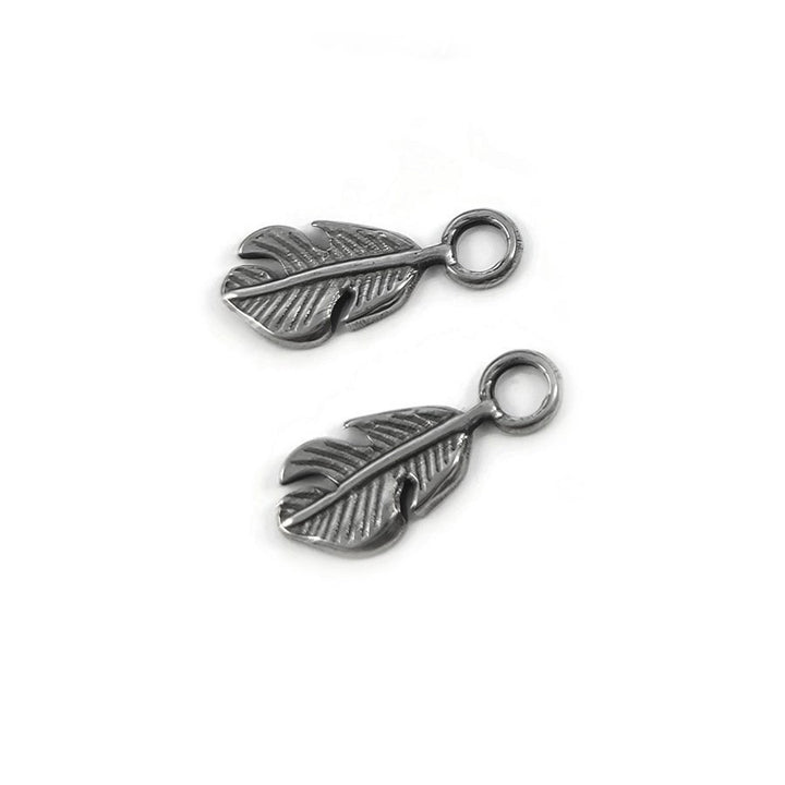 Feather earring charms with Titanium huggie hoops