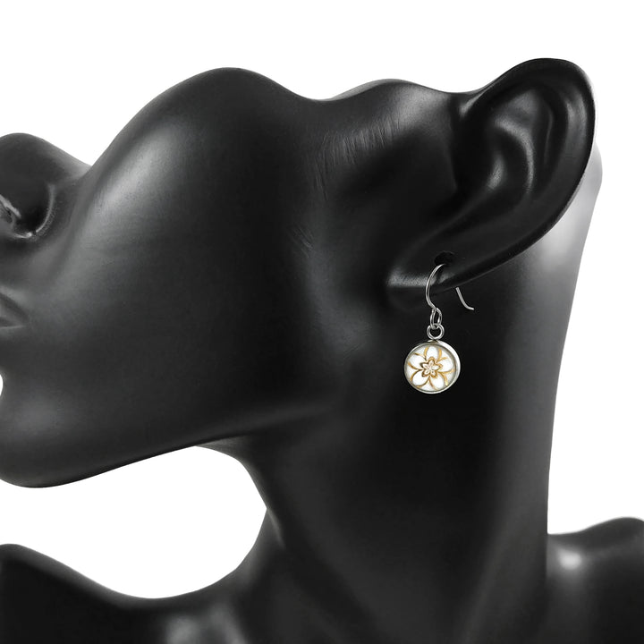 Boucle d'oreille pendentif fleur d'hiver - Titane, acier inoxydable et acrylique 