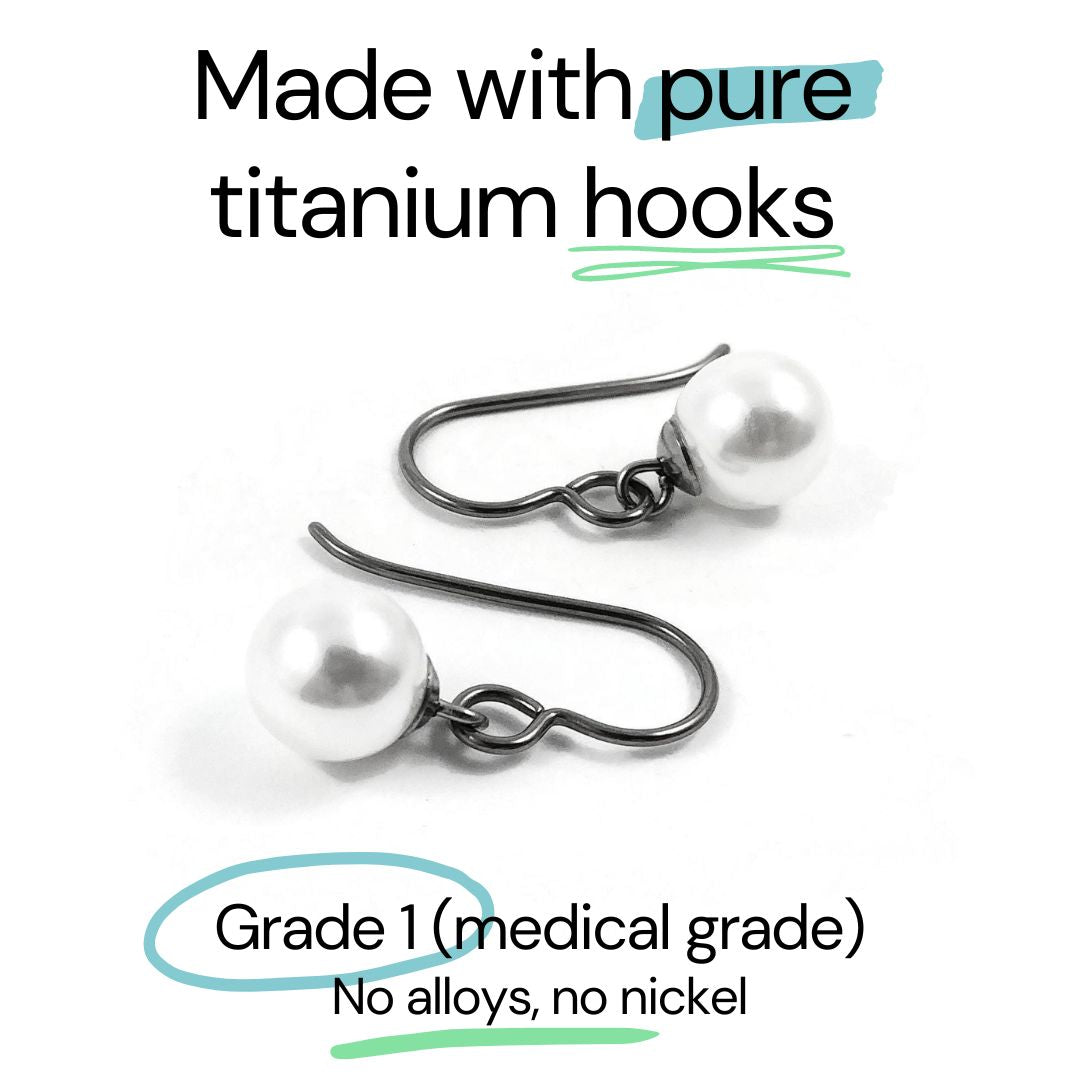 Pearl drop earrings Titanium