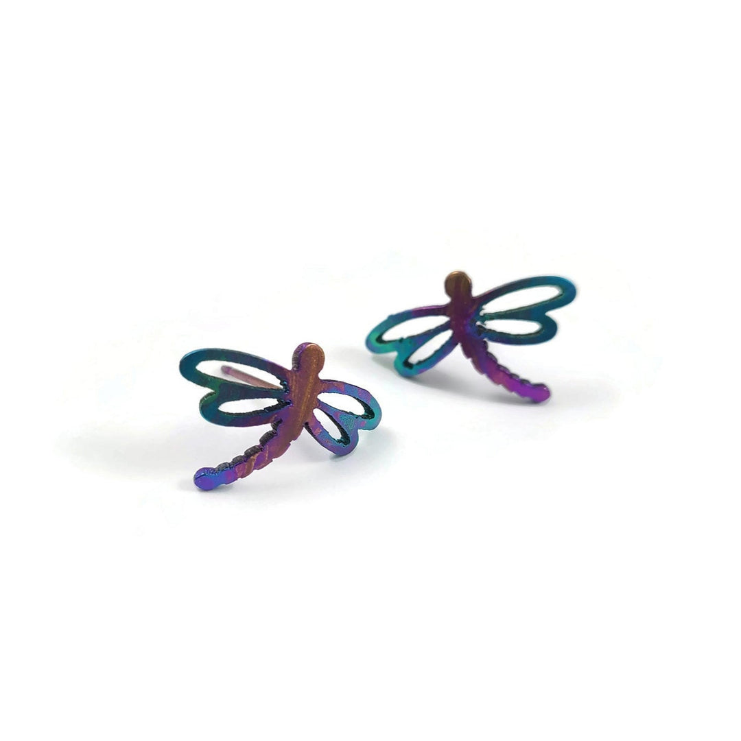 Dragonfly Titanium Stud Earrings, 100% Hypoallergenic, Sensitive ear