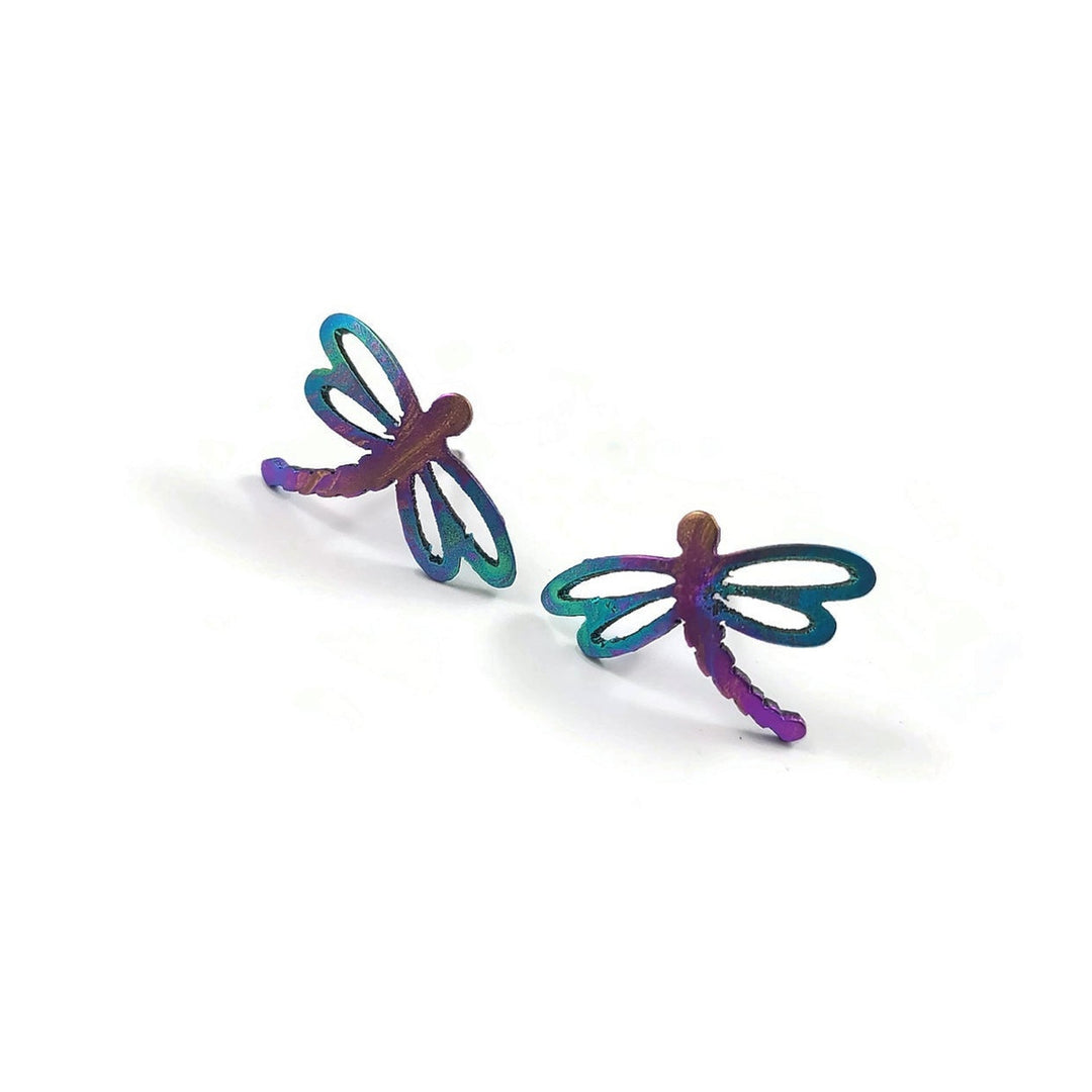 Dragonfly Titanium Stud Earrings, 100% Hypoallergenic, Sensitive ear