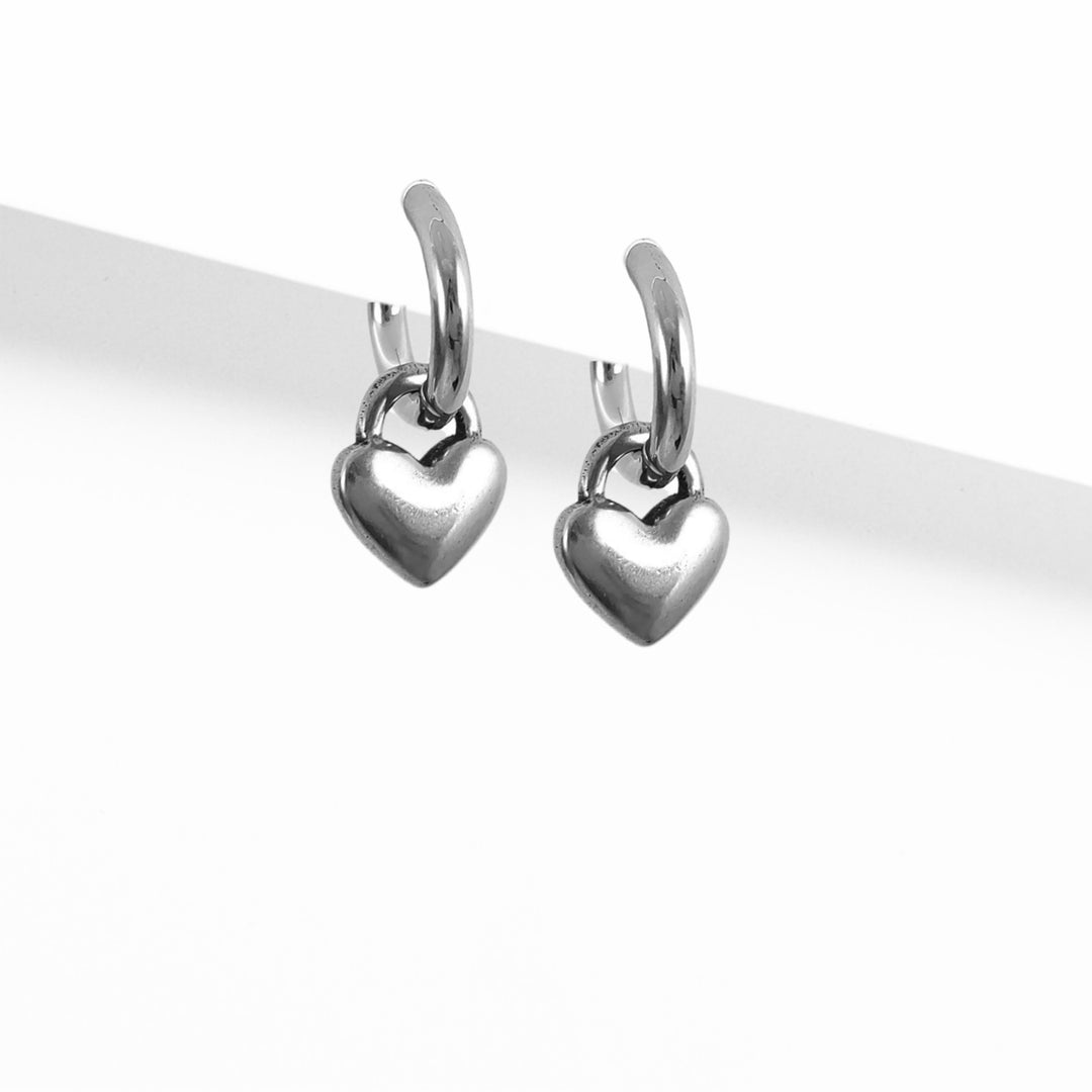 Heart earring charms with Titanium huggie hoops