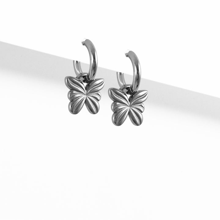 Butterfly earring charms with Titanium huggie hoops