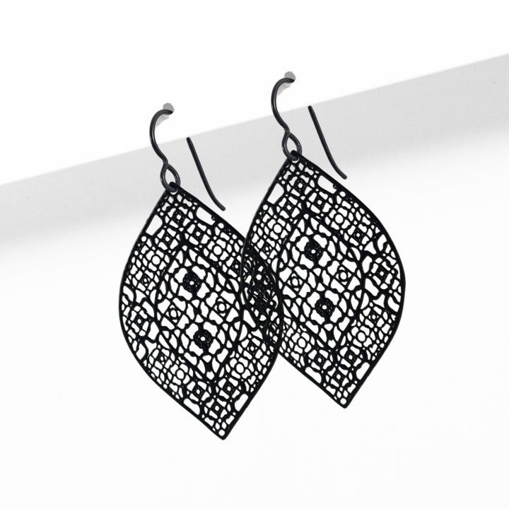 Black lace niobium earrings