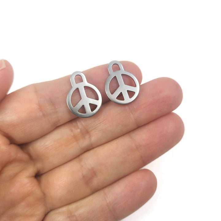 Peace earring charms with Titanium huggie hoops