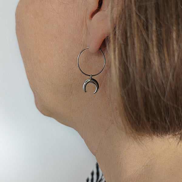 Moon hoop earrings, Pure implant grade titanium