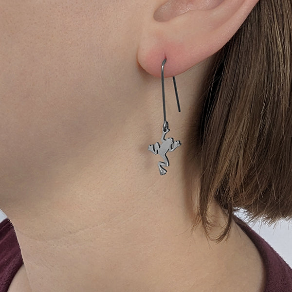 Dainty frog threader earrings