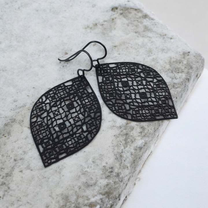 Black lace niobium earrings