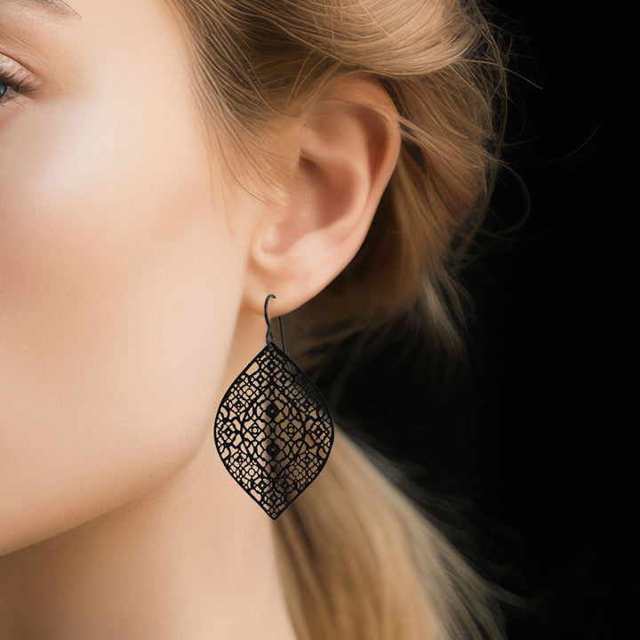 Black lace niobium earrings