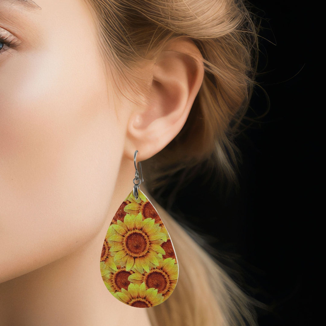 Summer leather titanium earrings