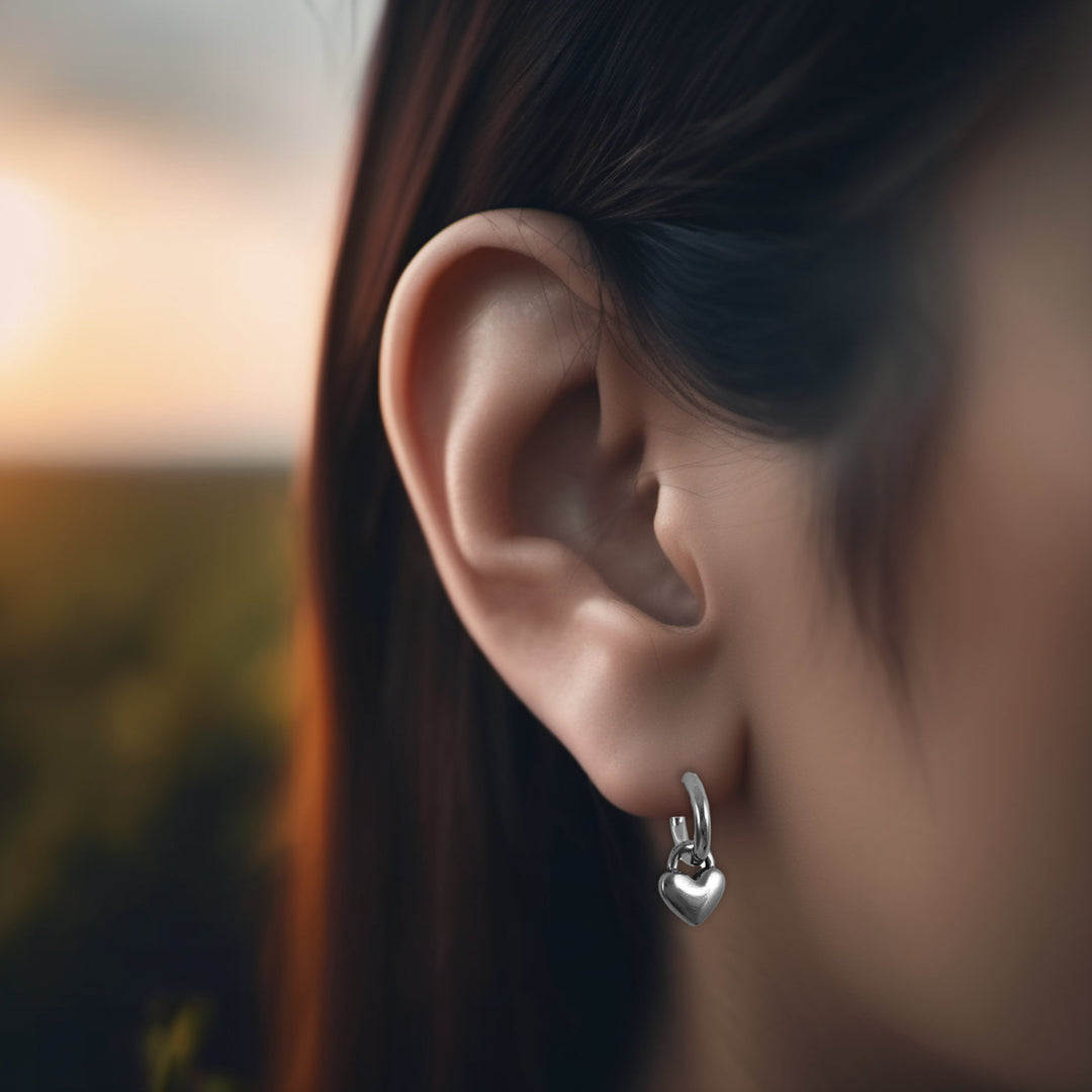 Heart earring charms with Titanium huggie hoops