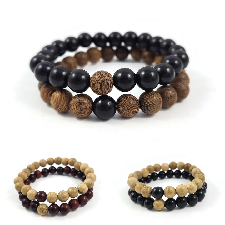 Bracelets minimalistes en bois pour couple