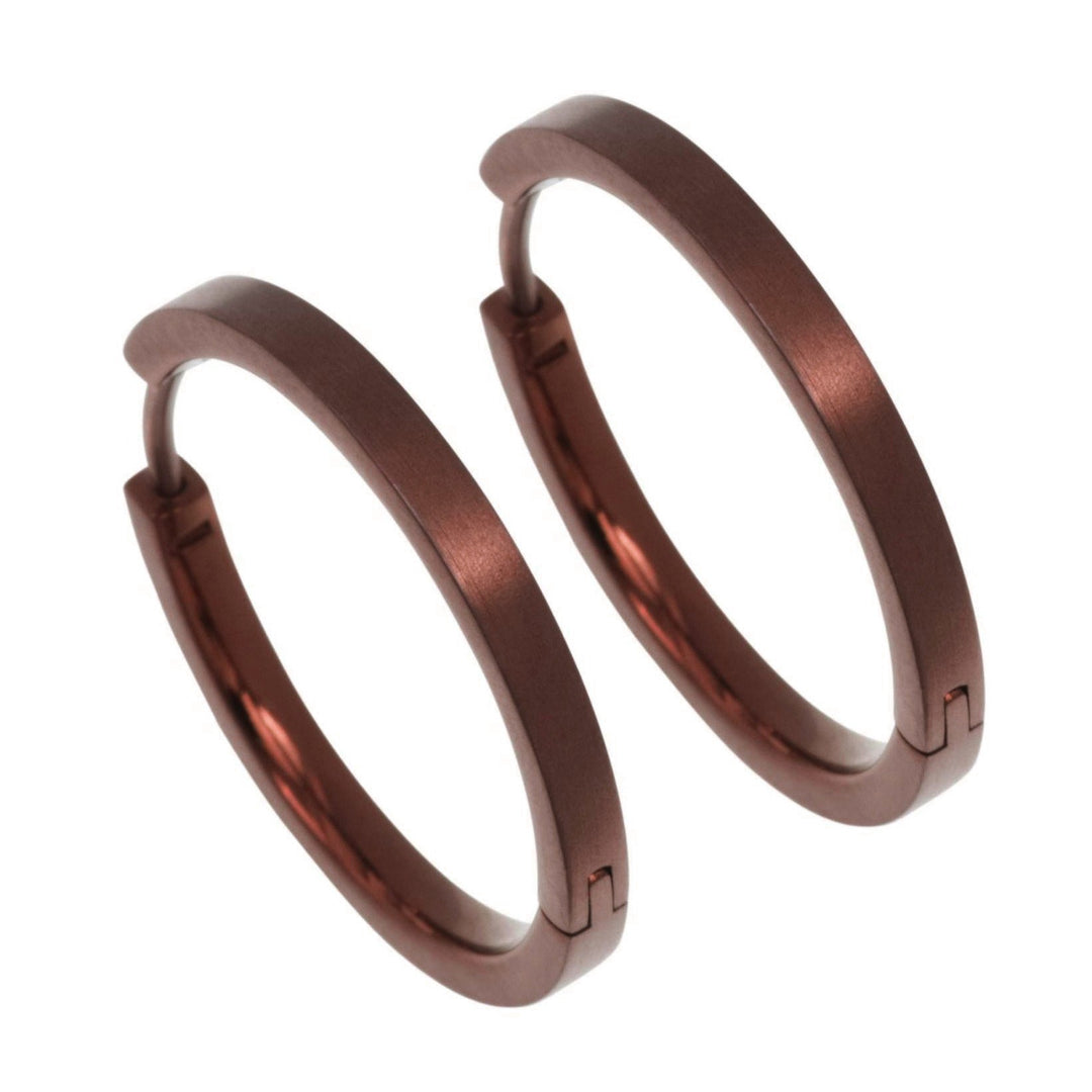 24mm tan brown pure titanium hoop earrings, 100% Hypoallergenic, Sensitive ear