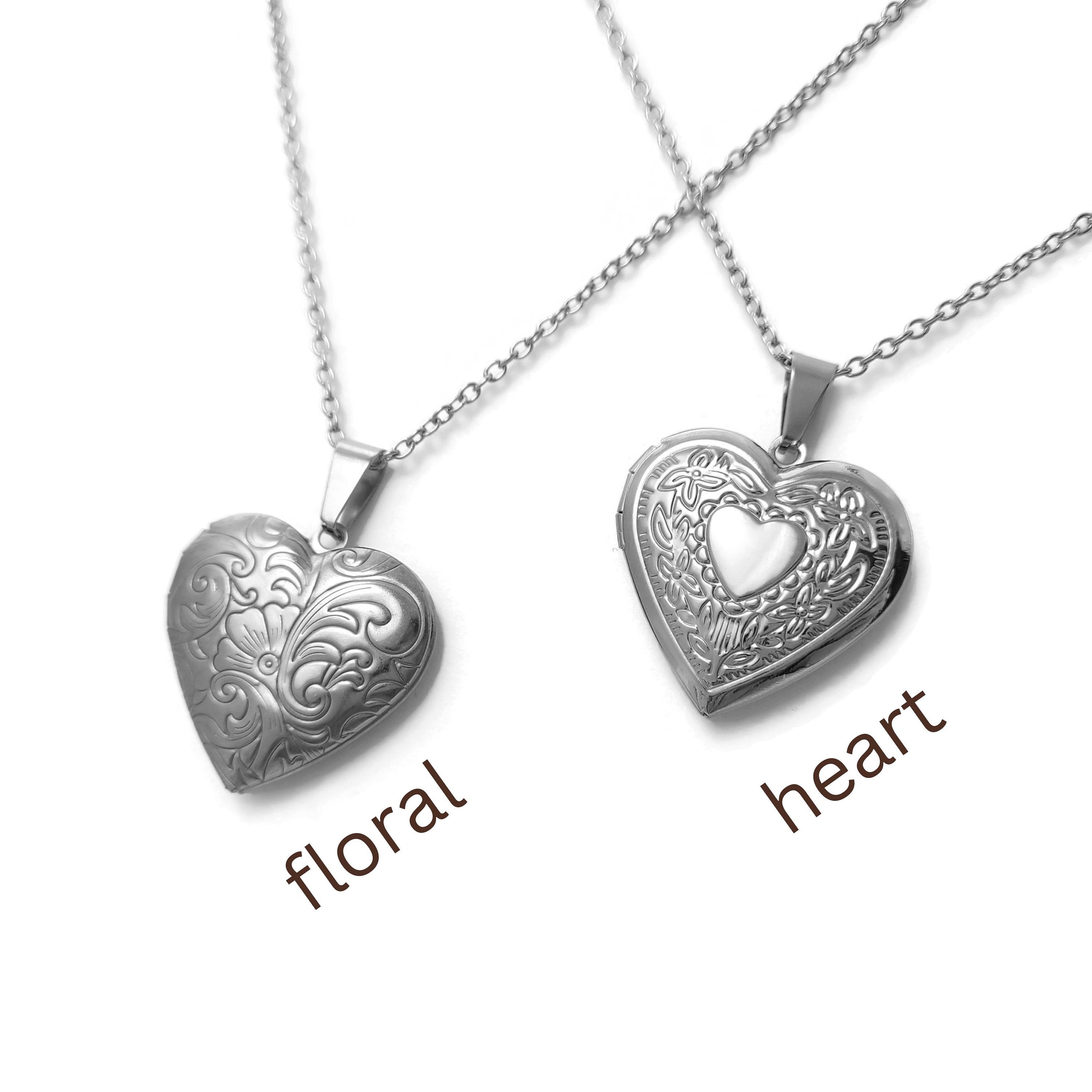 Surgical steel heart locket necklace Tarnish free jewelry Cute gift for rebel skin